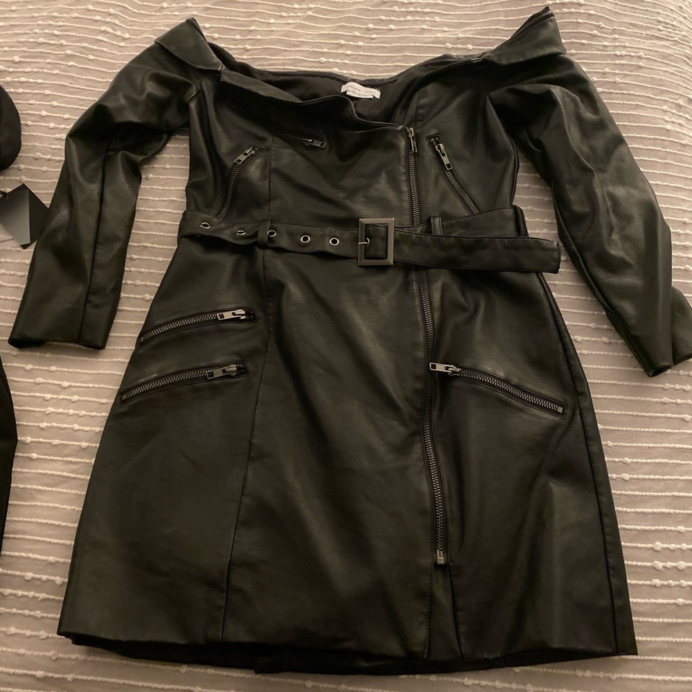 Black leather dress